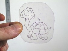 vtg 1960s 70s Tattoo acetate stencil Pop Culture Bucktooth Turtle signed MX