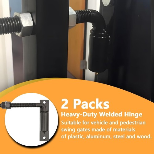 Rust-Resistant Black 2 Pack J-Bolt Hinges for Heavy-Duty Gate Installations - Picture 5 of 8