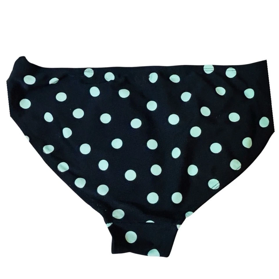 Traje de baño bikini a lunares dos piezas bandeau top negro azul Foto 3 de 4