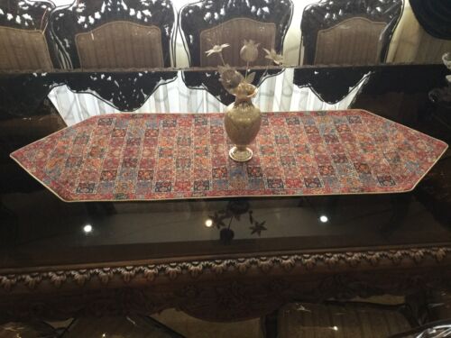 Multi Color Termeh Tapestry Runner Woven Fine Art Silk Paisley Wall Hanging - Picture 2 of 4