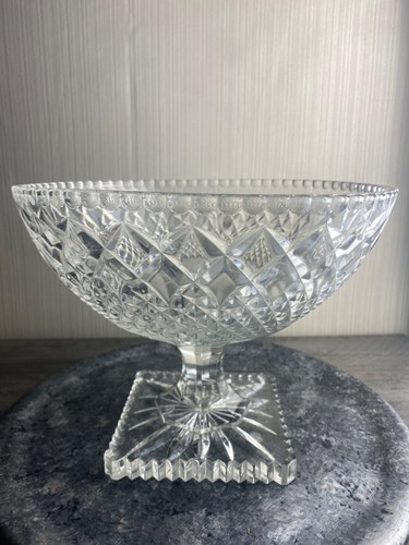 Crystal Glass Art Deco Fruit Bowl Footed Pedestal Center Piece - Picture 2 of 24