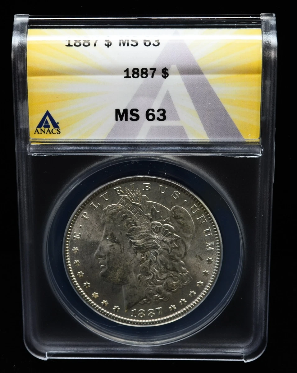 Grade MS 63 ANACS 1887 Year Morgan US Dollars (1878-1921) for sale