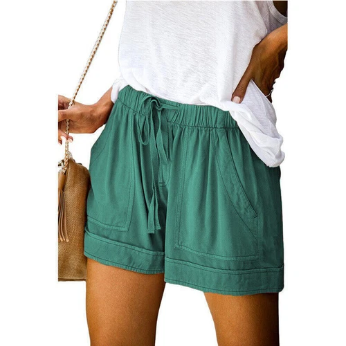 Damen Bermuda Kurze Hose Sommerhose Kordelzug Freizeithose Tasche Strandhose DE - Bild 32 von 38