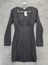 Charlotte Russe Dress Womens Small Long Sleeve Black Ribbed