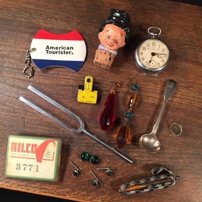 Vtg Junk Drawer Lot Wine Stopper Jewels Pocket Watch Luggage Tag PRIORITY MAIL