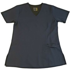 WonderWink Women's Easy Fit Contoured V-Neck Scrub Top Size XS Navy Blue 6025