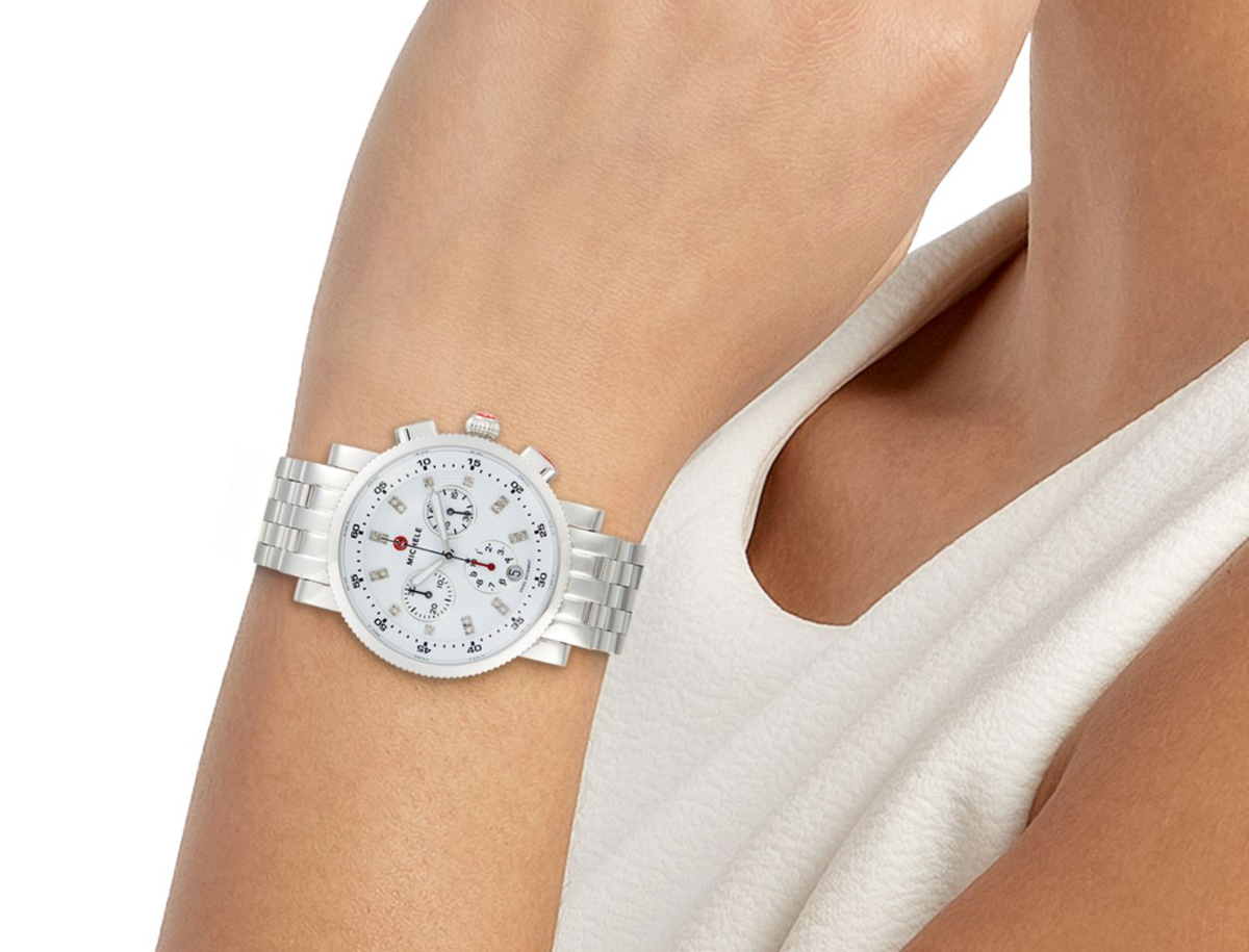 Michele Silver Sport Sail 38mm Diamond Ladies Watch MWW01C000137 New in box Michele Diamond Silver Sport Sail MWW01C000137  main image 2