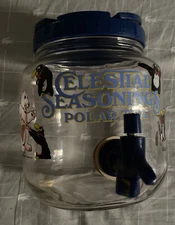 Vtg 1986 Celestial Seasonings Polar Tea Glass Jar with Spout