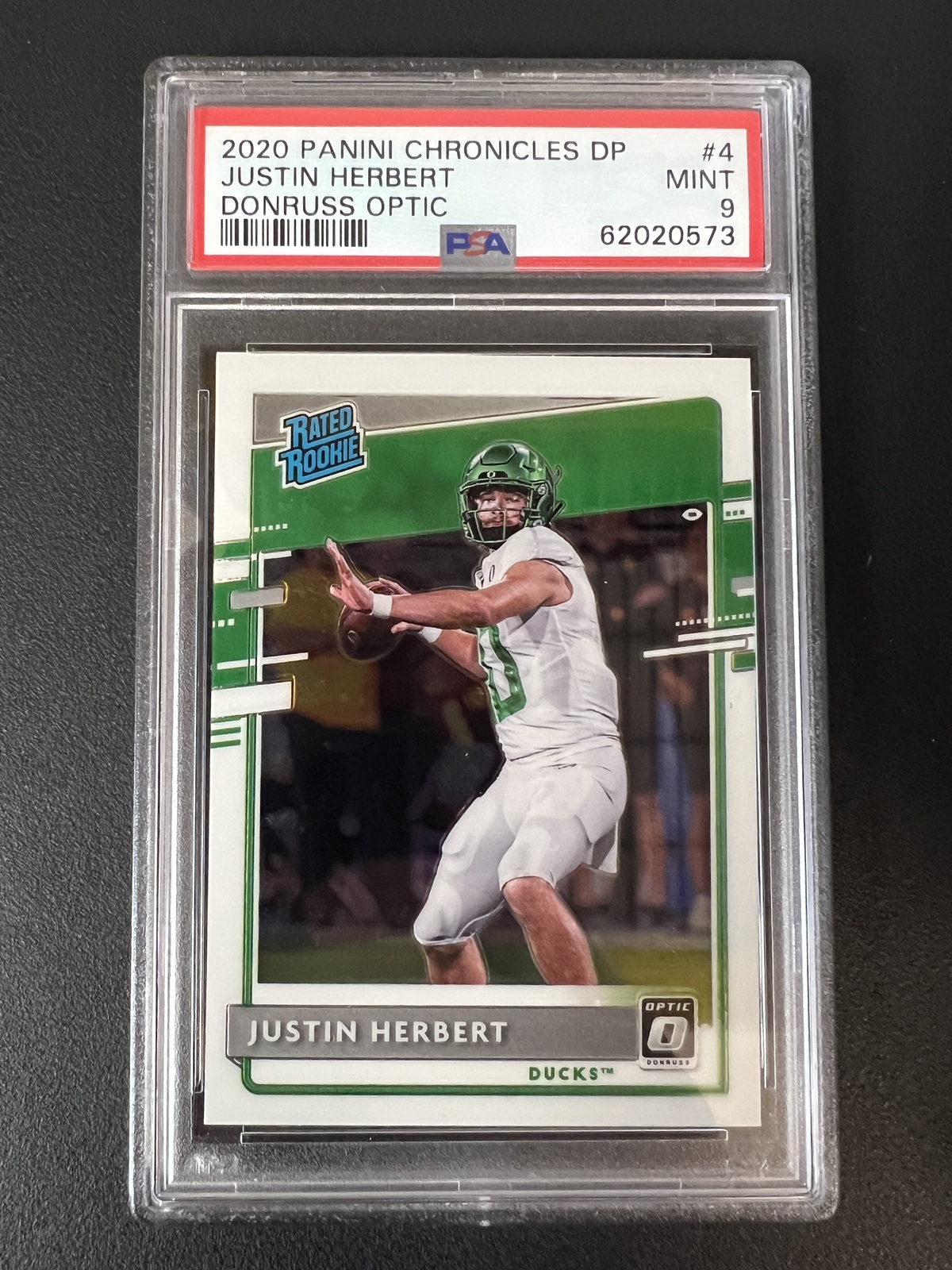 Justin Herbert 2020 Panini Chronicles DP Donruss Optic Rated Rookie #4 PSA 9