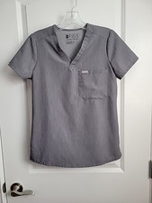Figs Catarina FW1000 One Pocket V Neck Gray Scrub Top Women's XXS