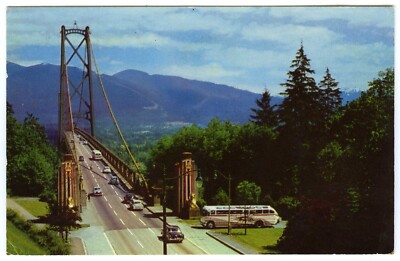 60er Jahre Postkarte Löwentor Hängebrücke Vancouver Kanada verschickt 1968