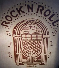 ROCK ROLL JUKE BOX VINTAGE 1974 ROACH GLITTER IRON ON TRANSFER NICE, B-1
