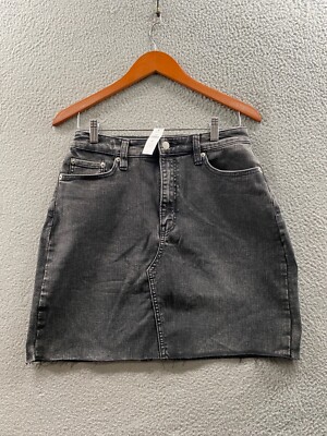 Banana Republic Skirt Womens 4 Tall Gray Denim Raw Hem 29 Waist Stretch Mini NEW