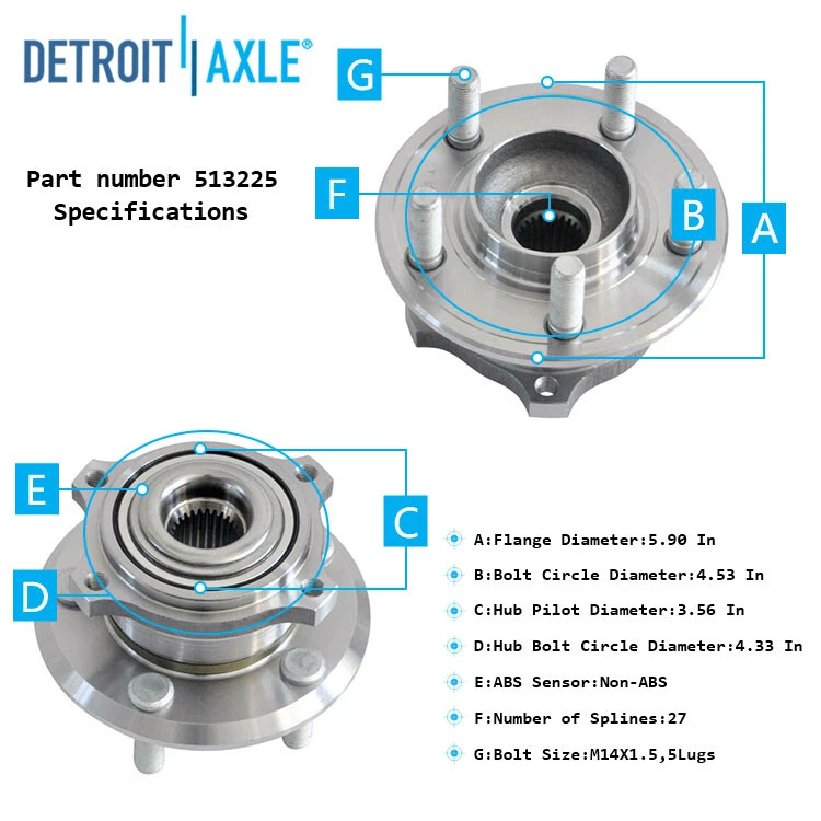 AWD Front Wheel Bearing and Hub Assembly for Dodge Charger Magnum Chrysler 300 - Изображение 3 из 4