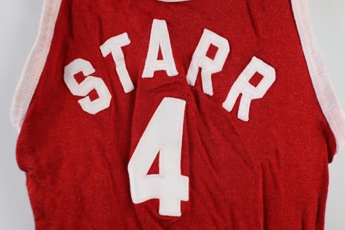 Vintage 60s 70s Boys Size 30 32 Knit Basketball Jersey Starr Red #4 USA - Picture 4 of 11