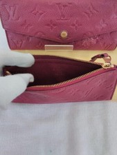 Auth Louis Vuitton Monogram Empreinte Amplant Cerise Wallet Portefeuille Sarah