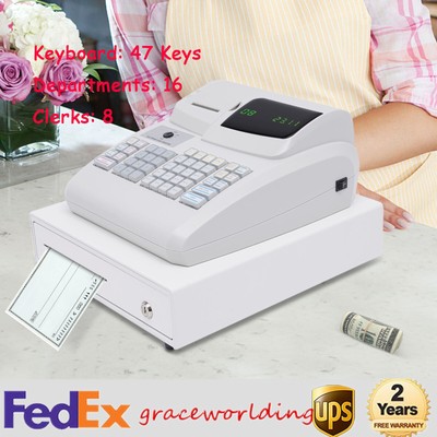 Electronic Cash Register Drawer Box w/ Key LED Display for Retail/Restaurant POS