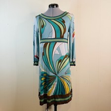 Michael Kors Y2K Dress Swirl Psychedelic Green Blue Aqua Women’s Size S 