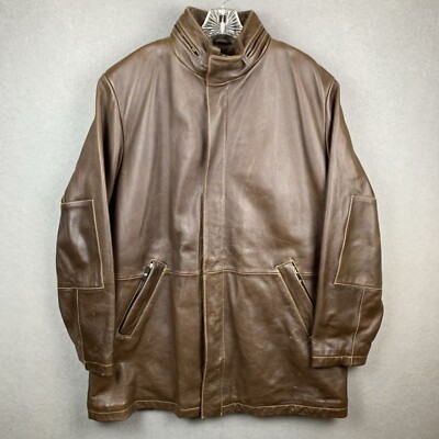 Vintage Wilsons Leather Pelle Studio Brown Jacket Thinsulate Insulation Mens XL