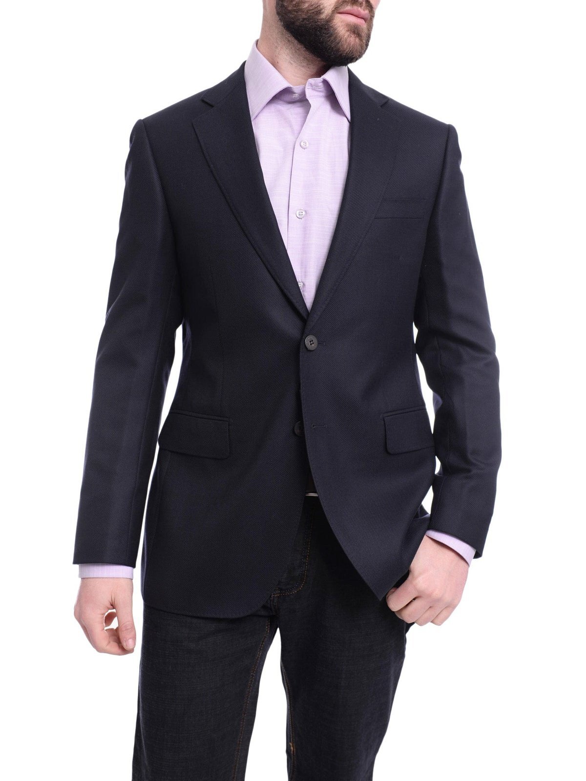 Приталенный блейзер Loro Piana из синей саржи наполовину из холста Napoli шерстяной пиджак спортивного покроя 50490₽