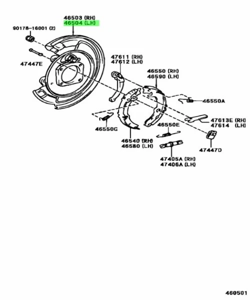 TOYOTA CALDINA Scion tC Placa Freno de Estacionamiento LH Genuino JDM 46504-21010 Foto 3 de 3