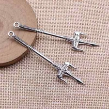 10pcs 71mm Antique Silver Cosplay Sword Gun Sword And Halberd Charms Pendant