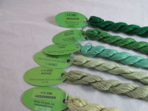 Lot of 6 Skeins Vineyard Silk Classic - Greens 30 Yards ea. G138 - Picture 2 of 3