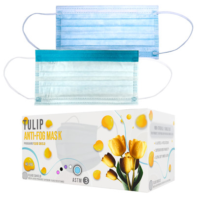 40 Blue 4-Ply ASTM Level 3 Masks Anti-Fog Strip Fluid Shield Protection