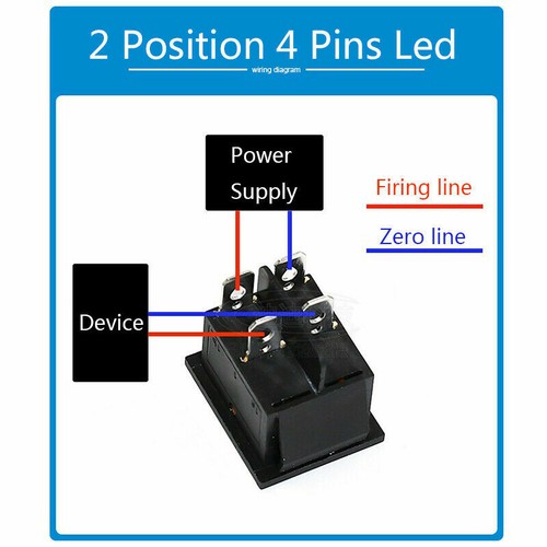 Interruptor basculante rectangular de 4 pines/6 pines encendido/apagado interruptores LED iluminados para coche barco - Imagen 7 de 16