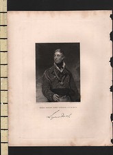 c1840 ANTIQUE PRINT ~ THOMAS GRAHAM BARON LYNEDOCH FACSIMILE SIGNATURE