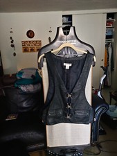 Black vintage leather biker's vest size XL new