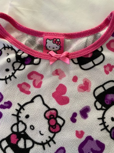 Hello Kitty Pajama Top by Sanrio Girl’s Pink Purple Kitty and Hearts L - Picture 2 of 9