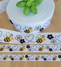 5/8, 7/8  1.5" 1 YD Bumble Bee Grosgrain Ribbon Bees Craft Ribbon