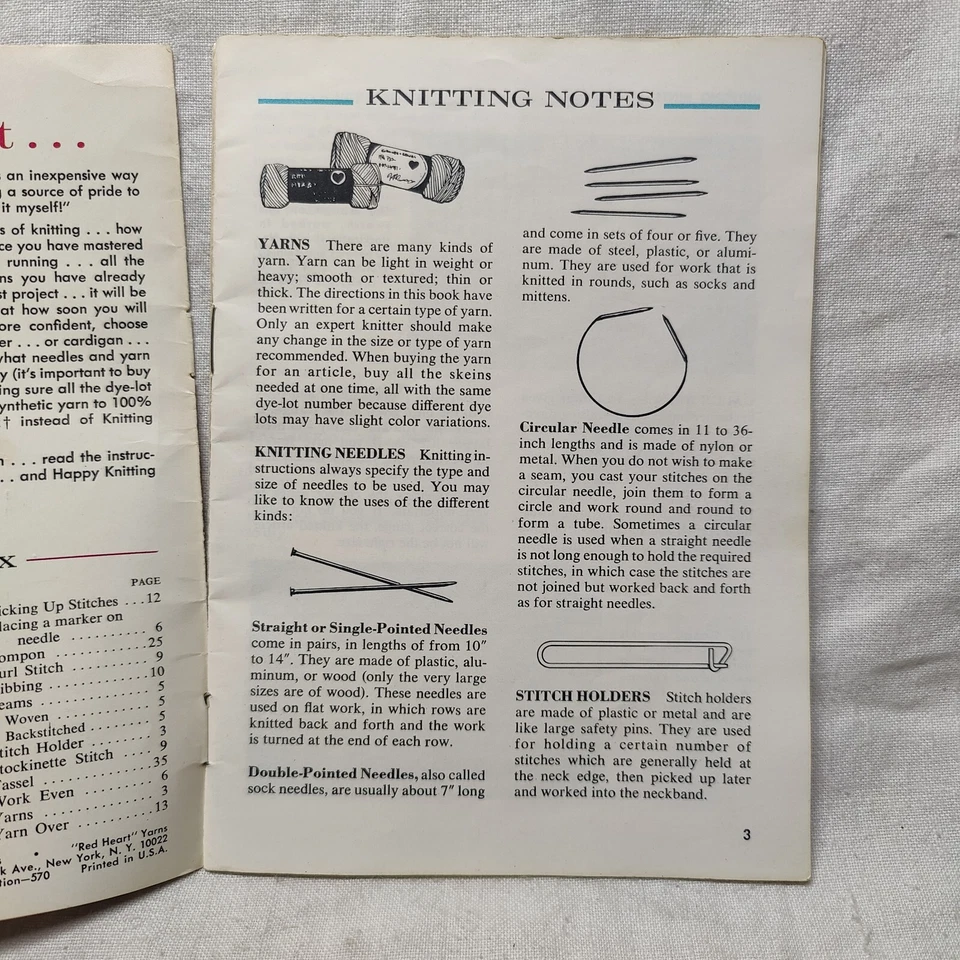 1960s Coats & Clark's Book 190 Learn To Knit Knitting & Crochet Pattern Book - Image 3 of 4