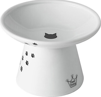 Necoichi Extra Wide Raised Cat Food Bowl Elevated Dish Prevents Neck Fatigue