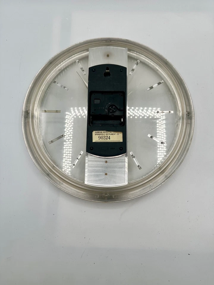 "Reloj de pared de cuarzo Sunbeam 11,5"" plateado cromo estilo retro mediados de siglo" Foto 2 de 3