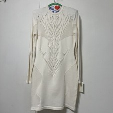 Balmain Cream White Stretch Knit DRESS  Size ...