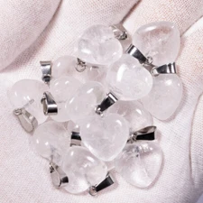 50pcs Natural White Crystal 16mm Heart Gemstone Beads Pendants Jewelry Making