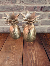 Set of 2 Golden Pineapple Shaped Statues - Elegant Home Decor, Perfect Craft Gif