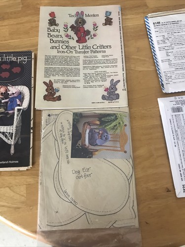 Lot of 6 Vintage Sewing Patterns Stuffed Farm Animals - Rabbit Bear Bunny Dog - Picture 6 of 7
