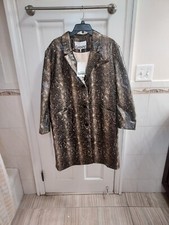 GANNI Brown Snake Faux Leather Coat Size EU 4...