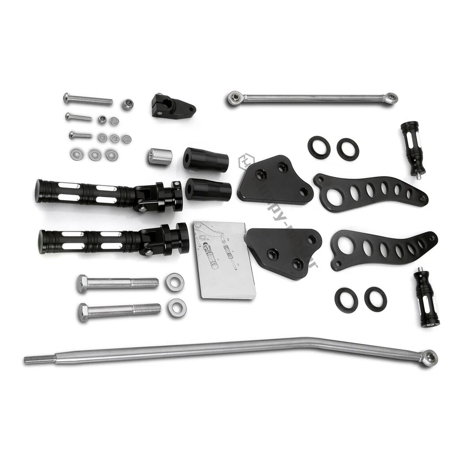 Clavijas de pie de control delantero negras para Harley Dyna Street Bob Low Rider Super Glide Foto 4 de 4