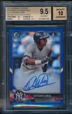 BGS 9.5/10 ESTEVAN FLORIAL AUTO 2018 Bowman Chrome BLUE REFRACTOR #/150 GEM MINT