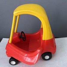 Vintage Little Tikes Dollhouse Cozy Coupe Miniature Red Yellow Car 6" 1980's