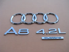 04 05 06 07 08 09 10 AUDI A8 L A8L 4.2 REAR LID CHROME EMBLEM LOGO BADGE A46671