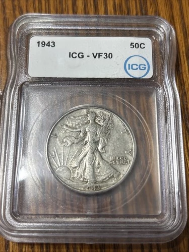 1943 Walking Liberty ICG-VF30 50c