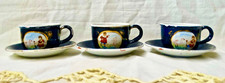 CHILDREN  S ANTIQUE COBALT BLUE ENAMELWARE CUP  SAUCER GERMANY 3 SETS AVAILABLE