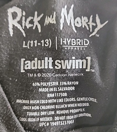 Hybrid Apparel Girls T-Shirt Size L 11-13 Black Rick and Morty Logo Cartoon - Picture 7 of 7