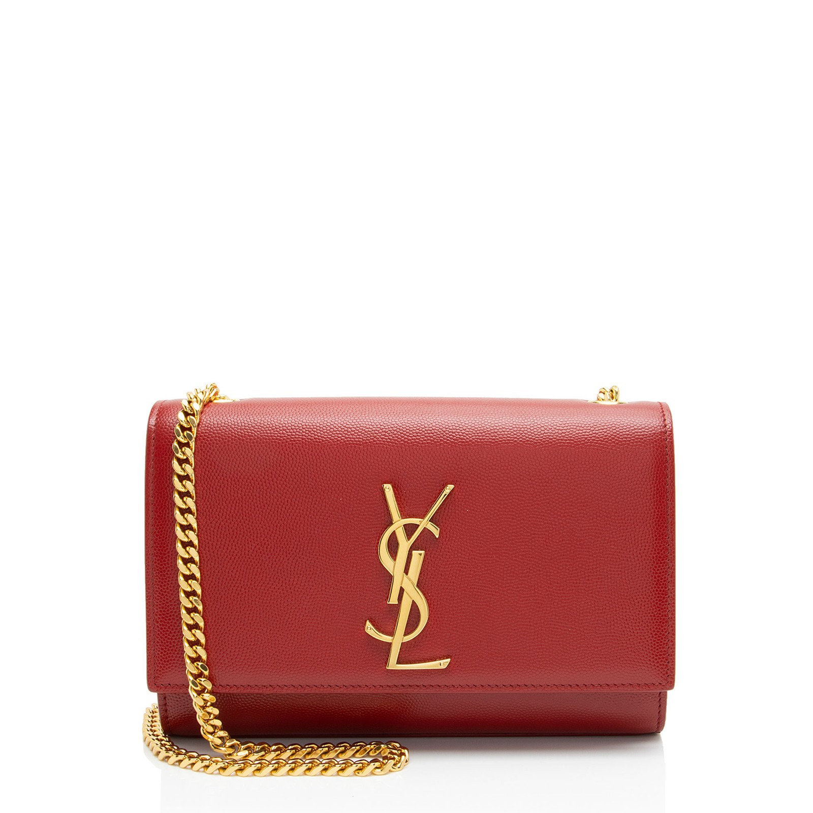Borsa a tracolla piccola Saint Laurent Grain de Poudre Monogram Kate