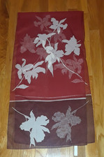 Jones New York Brown Maroon Floral Sheer Oblong Scarf 62"